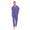 thumbnail image 1 of ANLIQI Men's 100% Cotton Pajamas Set Button Down Sleepwear Short Sleeve and Long Pants Pjs (Purple,S), 1 of 6