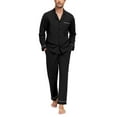 thumbnail image 1 of ANLIQI Men's 100% Cotton Pajamas Set Button Down Pajamas for Men Long Sleeve 2 Piece Sleepwear Lounge Sets with Pockets(Black M), 1 of 8