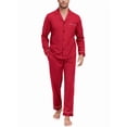 thumbnail image 1 of ANLIQI Men's 100% Cotton Pajamas Set Button Down Pajamas for Men Long Sleeve 2 Piece Sleepwear Lounge Sets with Pockets(Cherry XL), 1 of 8