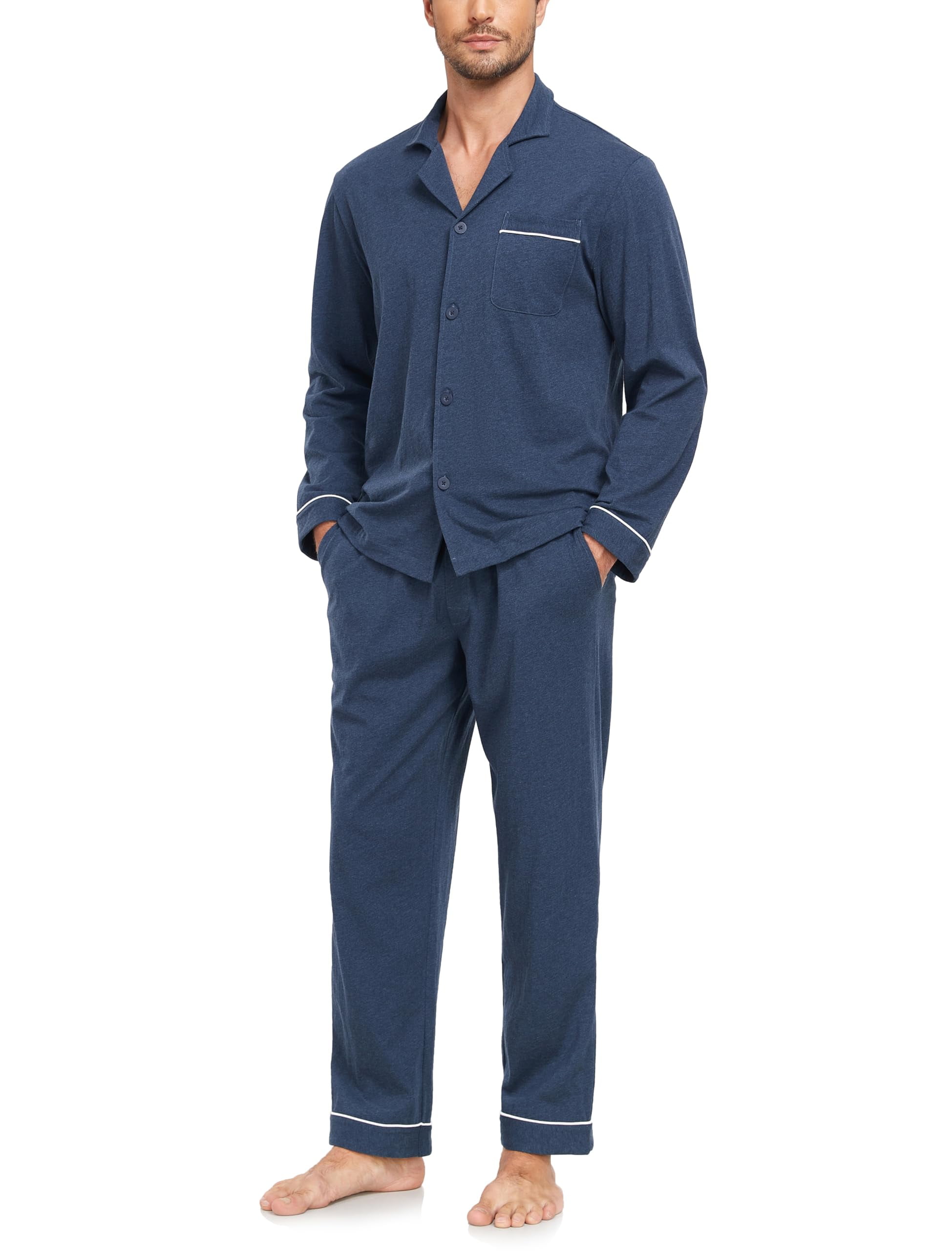 100% Cotton Men Pajamas, Thick sleepwear Long sleeved long pants Nightwear Loungewear main image 0