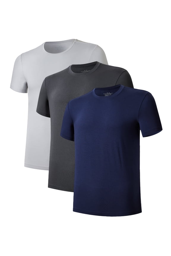 Men's Bamboo Rayon Undershirts Short Sleeve Crewneck Moisture-Wicking Undershirts (3E, 2XL)
