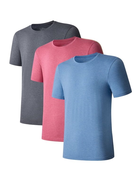 Men's Bamboo Rayon Undershirts Short Sleeve Crewneck Moisture-Wicking Undershirts (3K, 2XL)