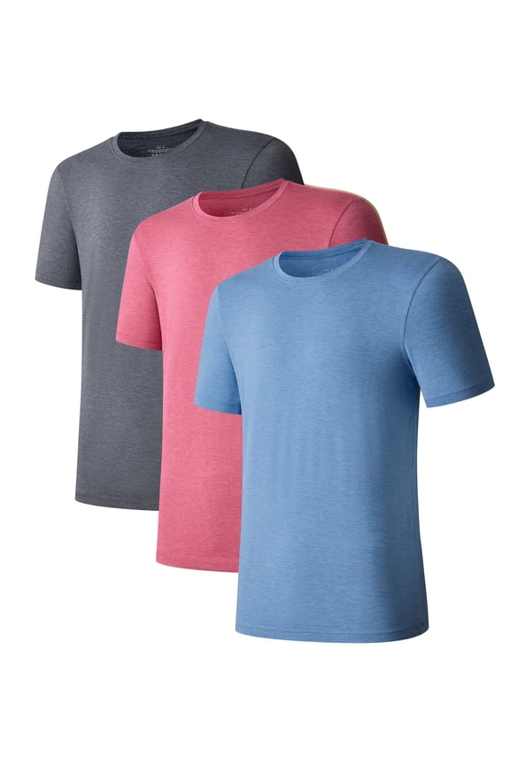 Men's Bamboo Rayon Undershirts Short Sleeve Crewneck Moisture-Wicking Undershirts (3K, 2XL)