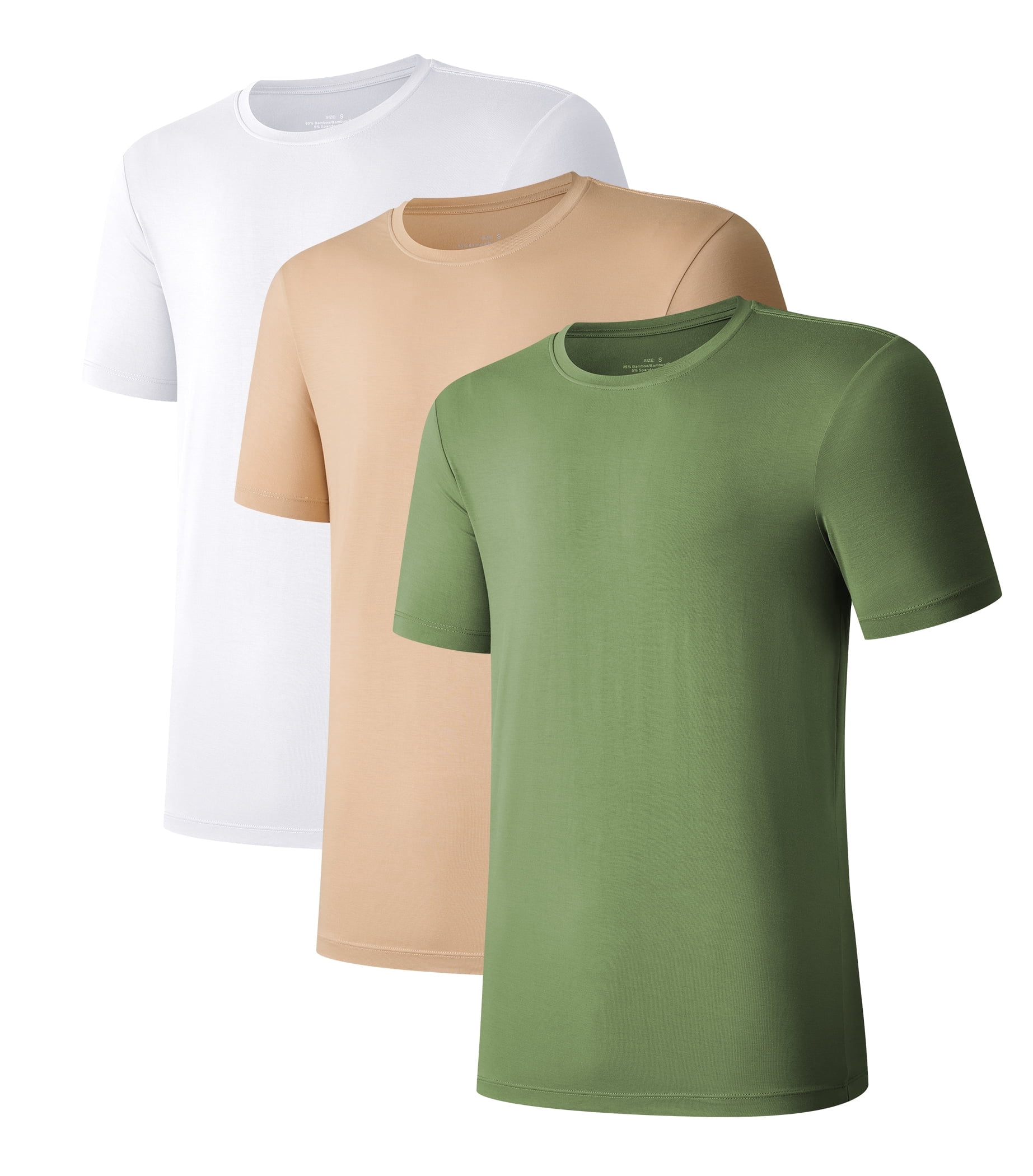 ANLIQI Men's Bamboo Rayon Undershirts Short Sleeve Crewneck  Moisture-Wicking Undershirts (3L, S) - Walmart.com