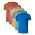 thumbnail image 1 of ANLIQI Men's Bamboo Rayon Undershirts Short Sleeve Crewneck Moisture-Wicking Undershirts 5-Pack (Lake Green/Blue/Tomato Cream/Heather Mauve/Gold, 2XL), 1 of 6