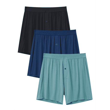 ANLIQI Men's Boxer Shorts Underwear Relaxed Summer Sleep Shorts Soft Rayon Made from Bamboo Boxers for Men Packs (3A,L)