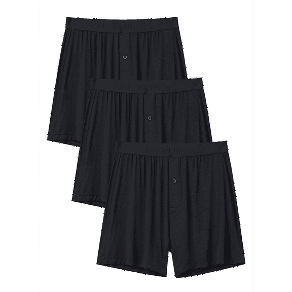 ANLIQI Men's Boxer Shorts Underwear Relaxed Summer Sleep Shorts Soft Rayon Made from Bamboo Boxers for Men Packs (3Black,XL)