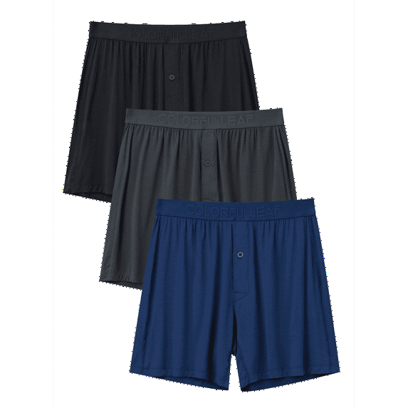 ANLIQI Men's Boxer Shorts Underwear Relaxed Summer Sleep Shorts Soft Rayon Made from Bamboo Boxers for Men Packs (3C,XL_NEW)