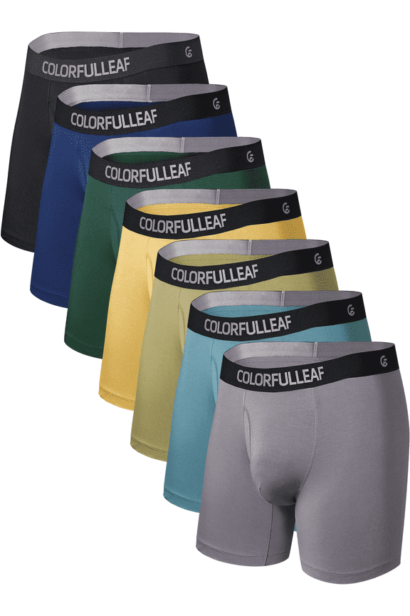 Men's Everyday Underwear Moisture Wicking Breathable Soft Waistband Boxer Briefs for Men with 3D-Pouch Opening Fly,7-Packs(7A2,M)