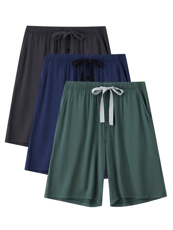 Men’s Pajama Bamboo Shorts Soft Sleep Shorts Comfy Lounge Pants with Pockets (3A,2XL)
