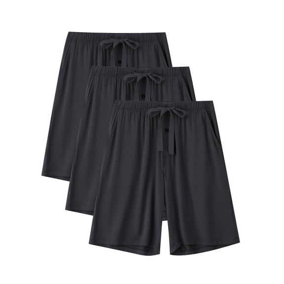 ANLIQI Men’s Pajama Bamboo Shorts Soft Sleep Shorts Comfy Lounge Pants with Pockets (3B,M)
