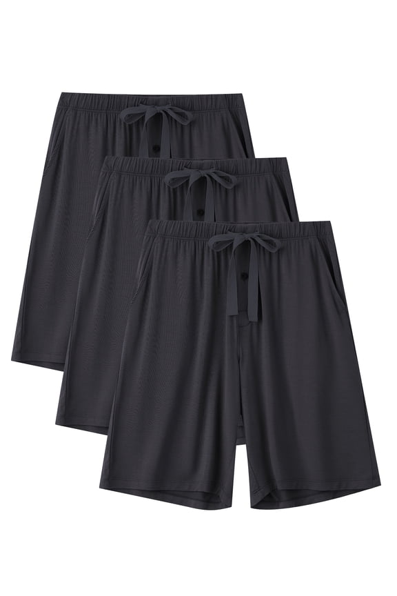 Men’s Pajama Bamboo Shorts Soft Sleep Shorts Comfy Lounge Pants with Pockets (3B,XL)