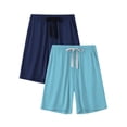 thumbnail image 1 of ANLIQI Men’s Pajama Bamboo Shorts Soft Sleep Shorts Comfy Lounge Pants with Pockets (Navy Blue&Light Green,XL), 1 of 7