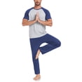 thumbnail image 1 of ANLIQI Men's Pajama Sets Short Sleeve Top & Pant Soft Bamboo Rayon Pjs Set Lounge Sleepwear for Men (Royal Blue XL), 1 of 8