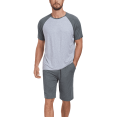 thumbnail image 1 of ANLIQI Men's Summer Pajama Sets Bamboo Rayon Short Sleeve Sleepwear Soft Cool Lightweight Pajamas for Men (Dark Grey,M), 1 of 7