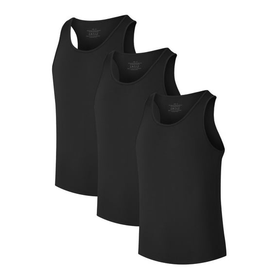 ANLIQI Men's Tank Top Rayon Made from Bamboo Undershirts Tank Shirt Crew Neck A-Shirt for Men (3 Pack Black, L)