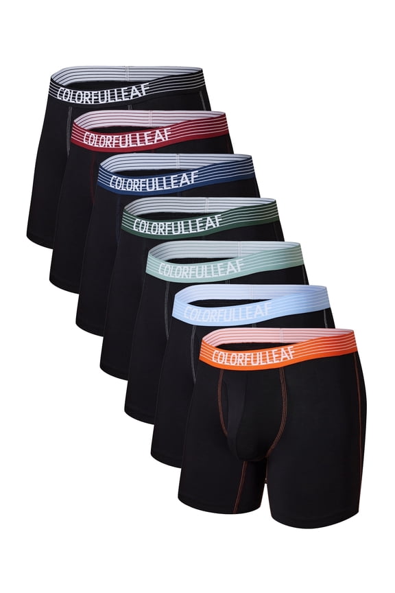 Men's Underwear Boxer Briefs Soft Rayon Made from Bamboo Open Fly Underpants Multipack for a Week(7B,M)