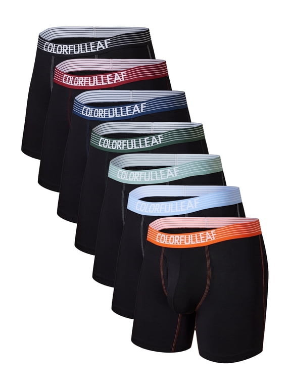 Men's Underwear Boxer Briefs Soft Rayon Made from Bamboo Open Fly Underpants Multipack for a Week(7B,M)