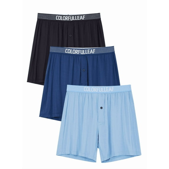 ANLIQI Men's Underwear Boxer Relaxed Soft Rayon Made from Bamboo Boxers for Men Summer Sleep Shorts Packs (3A,S)