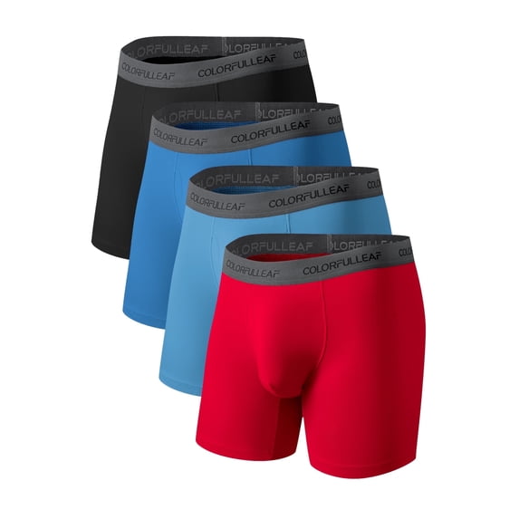 ANLIQI Men's Underwear Breathable Bamboo viscose Boxer Briefs Lightweight Open Fly Underwear Multipack(4J,X-Large)