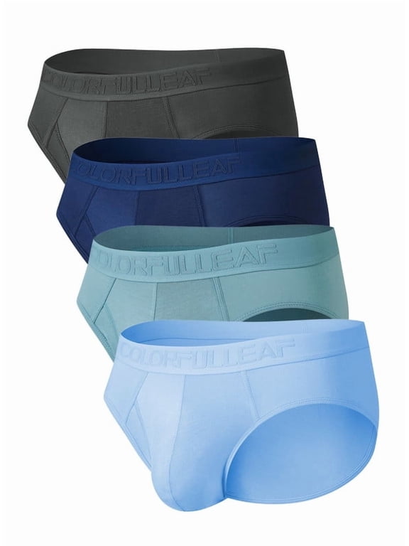 Men's Underwear Briefs Bamboo Underwear for Men with Fly 3D Pounch Lightweight Bikini UnderPants Low Rise Men's Sexy Brief(4C,XL)
