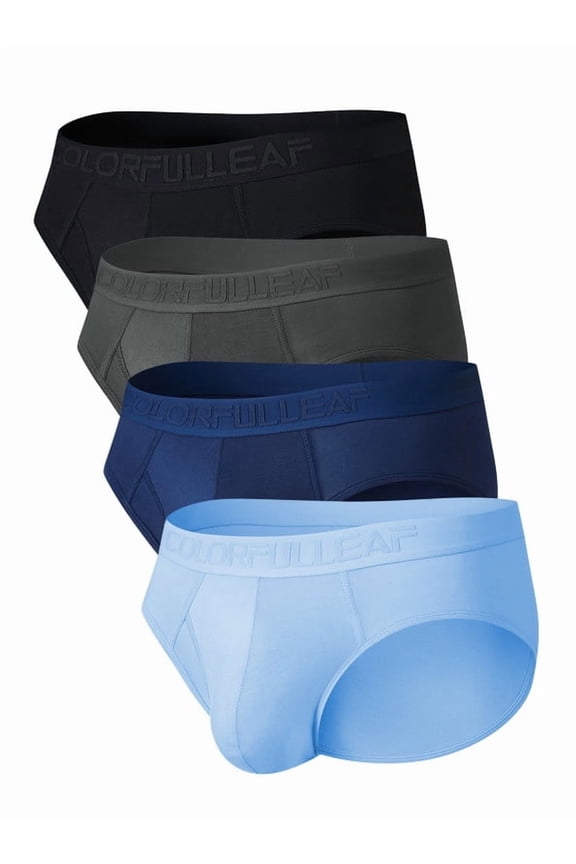 Men's Underwear Briefs Bamboo Underwear for Men with Fly 3D Pounch Lightweight Bikini UnderPants Low Rise Men's Sexy Brief(4A,S)