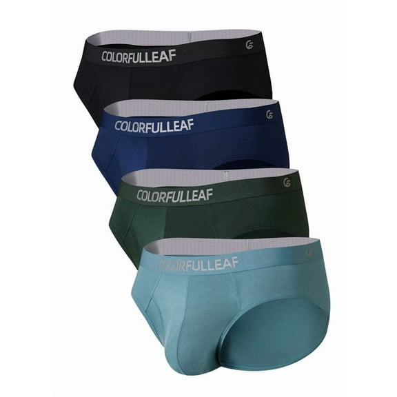 ANLIQI Men's Underwear Briefs with Open Fly 3D Pounch Lightweight Bamboo Underwear for Men Bikini UnderPants 4 Packs(4D,L)