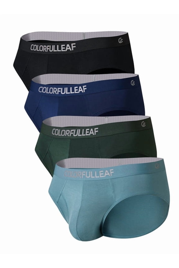 Men's Underwear Briefs Bamboo Underwear for Men with Fly 3D Pounch Lightweight Bikini UnderPants Low Rise Men's Sexy Brief(4C,M)