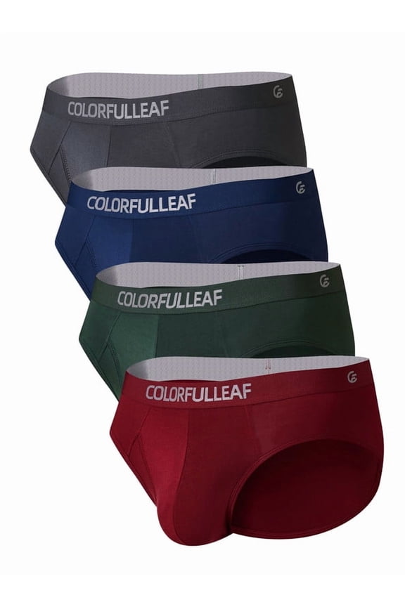 Men's Underwear Briefs with Open Fly 3D Pounch Lightweight Bamboo Underwear for Men Bikini UnderPants 4 Packs(4C,M)