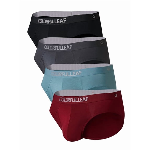 ANLIQI Men's Underwear Briefs with Open Fly 3D Pounch Lightweight Bamboo Underwear for Men Bikini UnderPants 4 Packs(4D,XL)