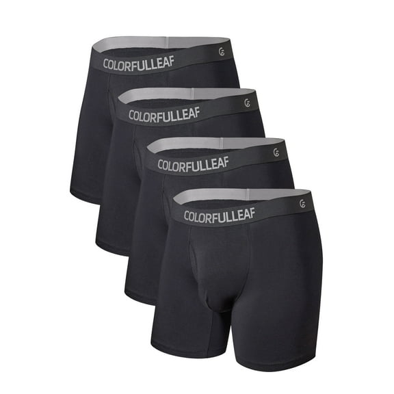 ANLIQI Men's Underwear Moisture Wicking Boxer Briefs Breathable Soft Waistband Bamboo Rayon Underwear for Men with 3D-Pouch Opening Fly(4Black,XL)