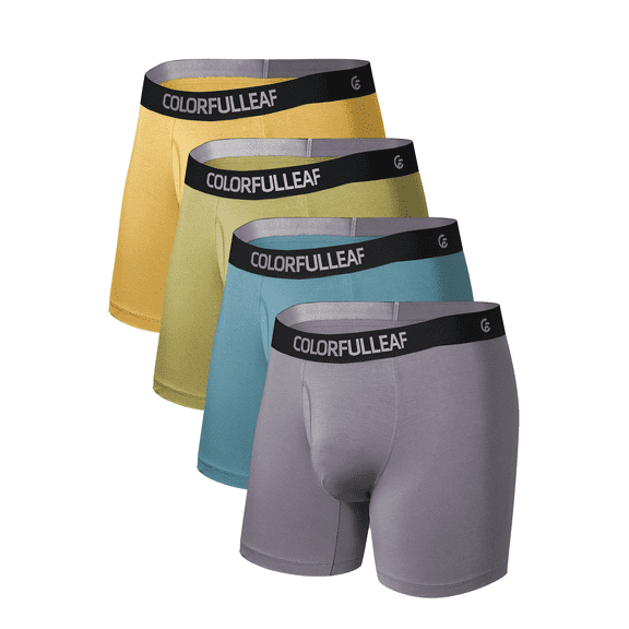 ANLIQI Men's Underwear Moisture Wicking Boxer Briefs Breathable Soft Waistband Bamboo Rayon Underwear for Men with 3D-Pouch Opening Fly(4F,M)