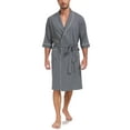 thumbnail image 1 of ANLIQI Mens 100% Cotton Short Robes Lightweight Kimono Bathrobe Soft Knee Length Robe with Pockets (Dark Grey, 2XL), 1 of 8