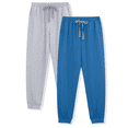 thumbnail image 1 of ANLIQI Mens Cotton Pajama Pants Lightweight Jogger Pajama Bottoms Soft Lounge Pants with Pockets (Light Gray&Dark Blue, L), 1 of 3
