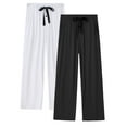 thumbnail image 1 of ANLIQI Mens Pajama Pants Rayon Made from Bamboo Soft Comfy Lounge Bottoms with Pockets 2 Pack (Black&White, M), 1 of 7
