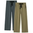 thumbnail image 1 of ANLIQI Mens Pajama Pants Rayon Made from Bamboo Soft Comfy Lounge Bottoms with Pockets 2 Pack (Dark Gray&Olive Green, M), 1 of 7