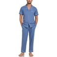 thumbnail image 1 of ANLIQI Mens Pajamas Set 100% Cotton Soft Button Pajamas for Men Short Sleeve Sleepwear 2 Piece Lounge Pjs Sets (Blue,L), 1 of 8