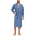 thumbnail image 1 of ANLIQI Mens Robe Lightweight 100% Cotton Summer Bathrobe Knit Long Sleeve Kimono Robe with Pockets (Blue, M), 1 of 7