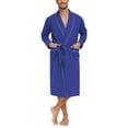 thumbnail image 1 of ANLIQI Mens Robe Lightweight 100% Cotton Summer Bathrobe Knit Long Sleeve Kimono Robe with Pockets (Cobalt Blue, XL), 1 of 7