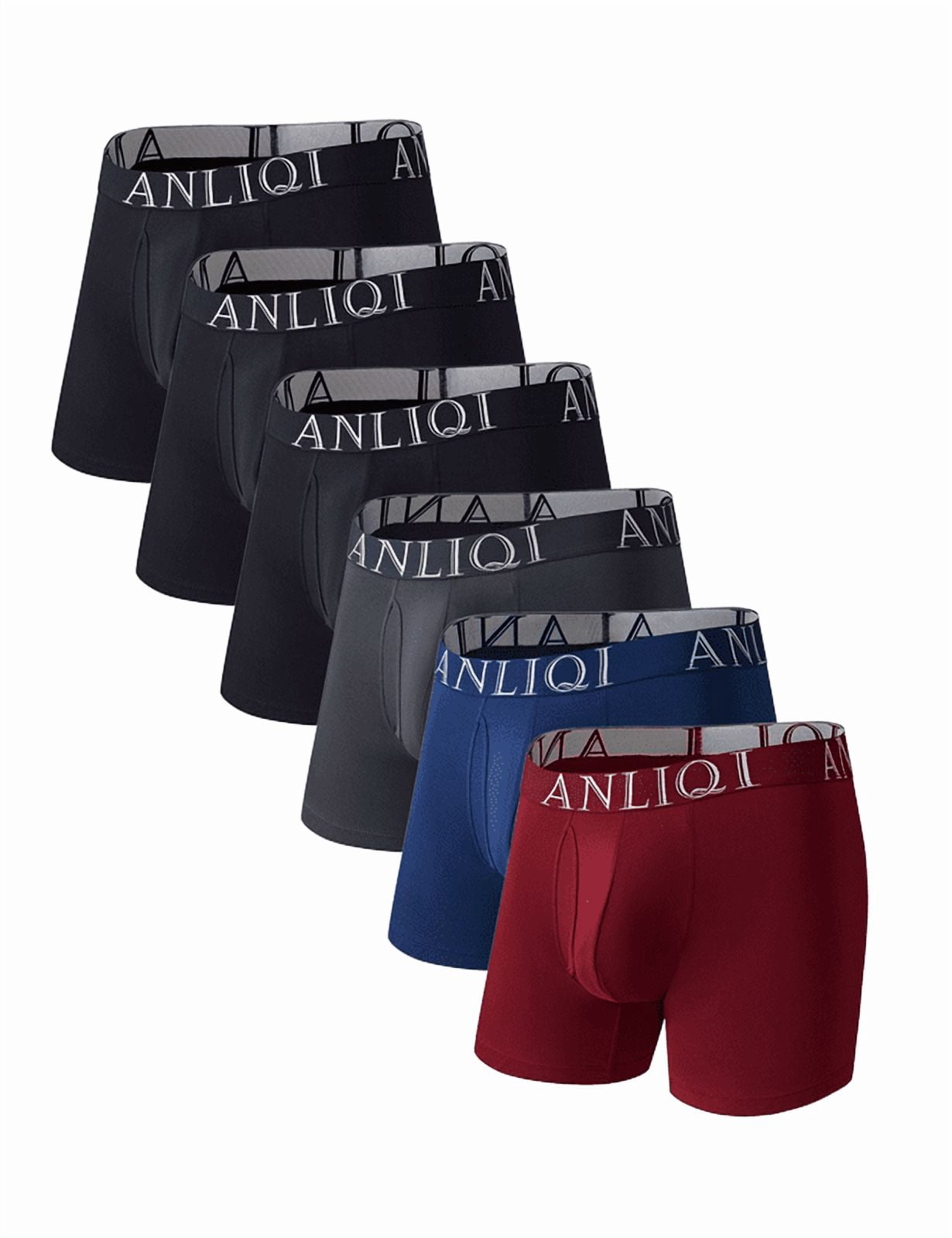 ANLIQI Mens Underwear Bamboo Rayon Boxer Briefs Breathable Underwear ...