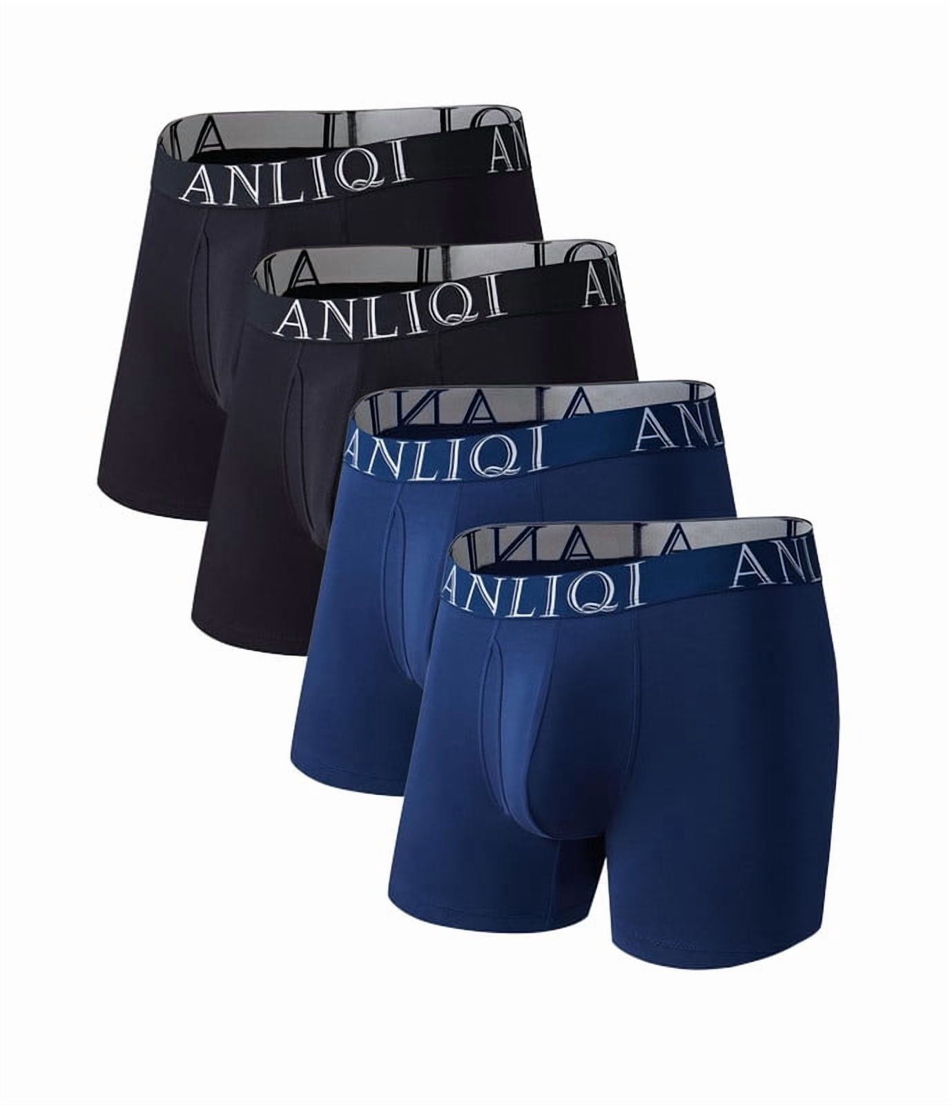 ANLIQI Mens Underwear Bamboo Rayon Boxer Briefs Breathable Underwear ...