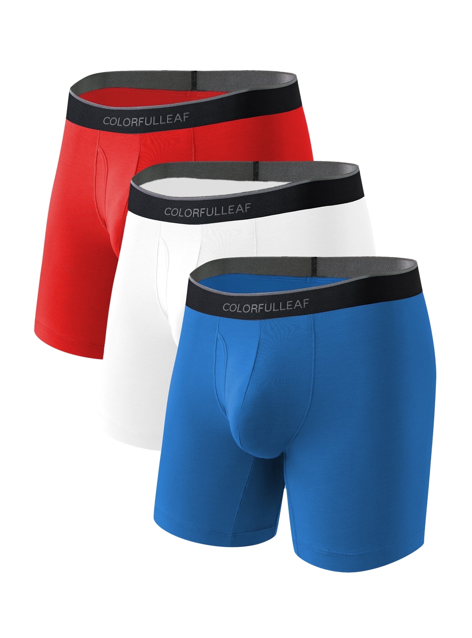 ANLIQI Mens Underwear Soft Bamboo Rayon Boxer Briefs Breathable Open ...