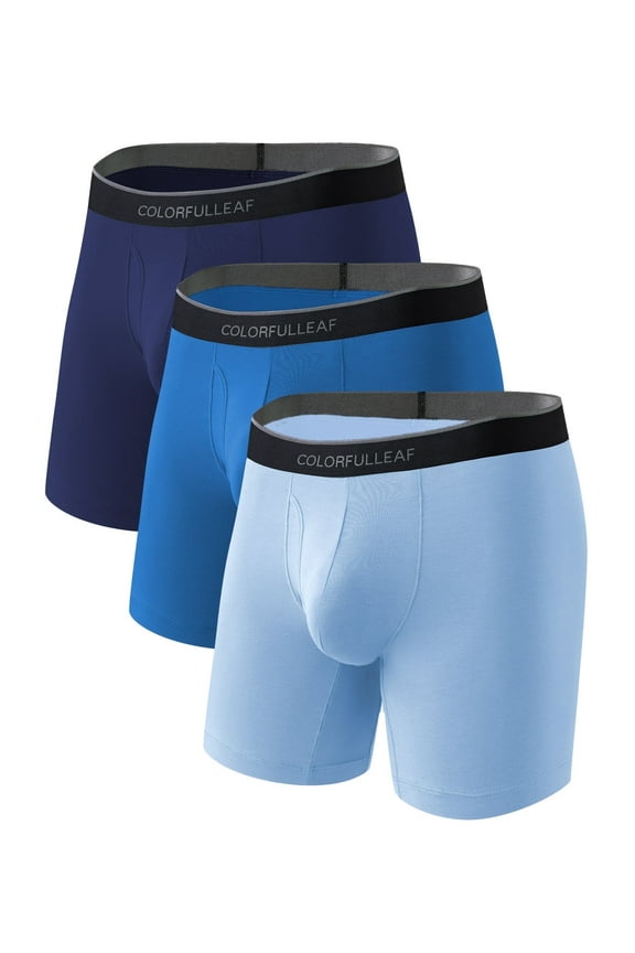 Mens Underwear Soft Bamboo Rayon Boxer Briefs Breathable Open Fly Underwear Multipack(3G,M)