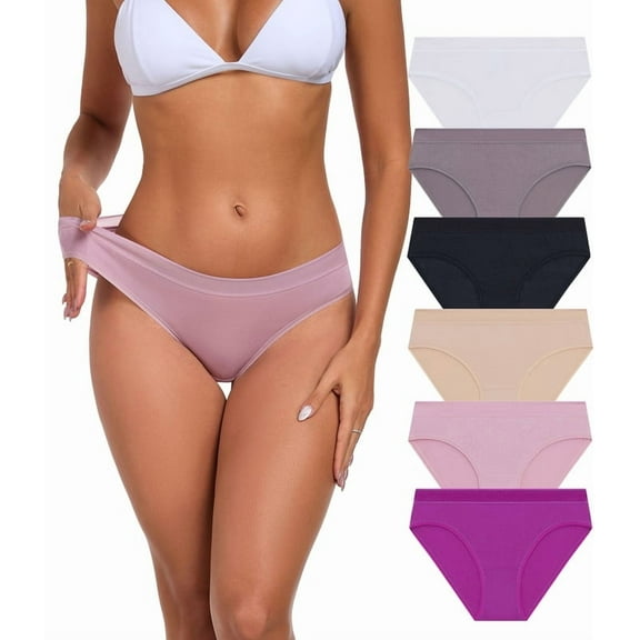 ANLIQI Modal Underwear Women Seamless Hipster Panties Breathable Ladies Bikini Underpants Moisture Wicking Undies 3-6 Pack (6A,L)
