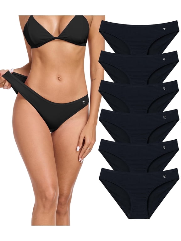 Modal Underwear Women Supersoft Bikini Panties for Women Pack Hi Cut Hipster Breathable Comfy Stretchy Ladies Undies(6B,XL)