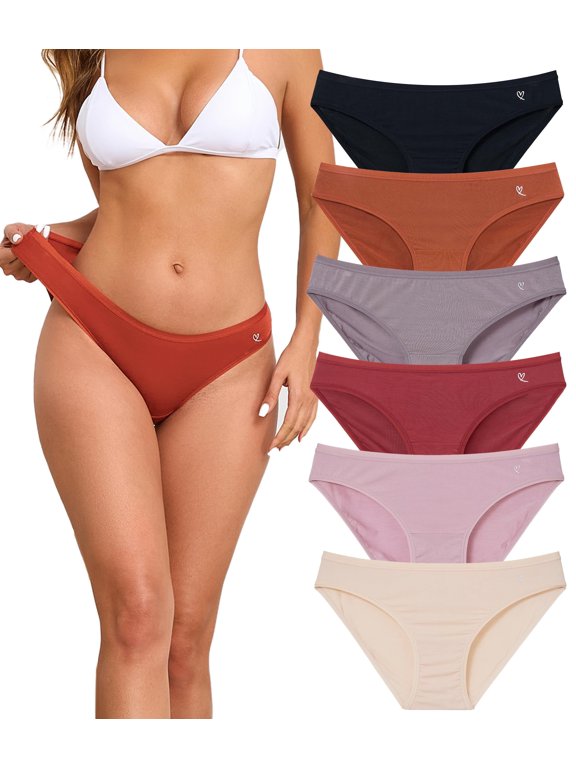 Modal Underwear Women Supersoft Bikini Panties for Women Pack Hi Cut Hipster Breathable Comfy Stretchy Ladies Undies(6I,M)