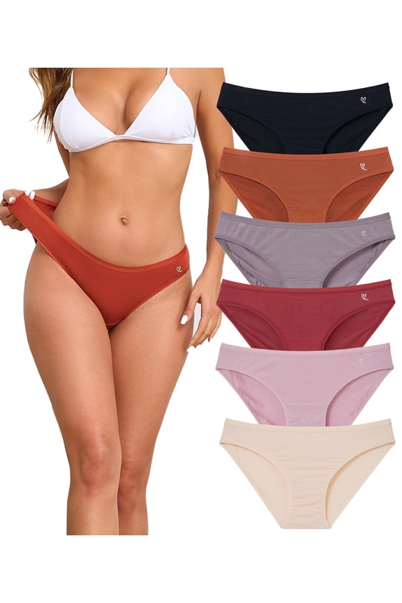 Modal Underwear Women Supersoft Bikini Panties for Women Pack Hi Cut Hipster Breathable Comfy Stretchy Ladies Undies(6I,M)