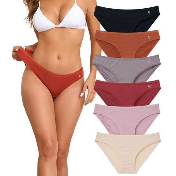 ANLIQI Modal Underwear Women Supersoft Bikini Panties for Women Pack Hi Cut Hipster Breathable Comfy Stretchy Ladies Undies(6I,XL)