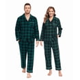 thumbnail image 1 of ANLIQI Warm Couples' Christmas Pajamas Plaid Flannel Button-Down Set, Soft Loungewear with Functional Pockets(GN_L), 1 of 6