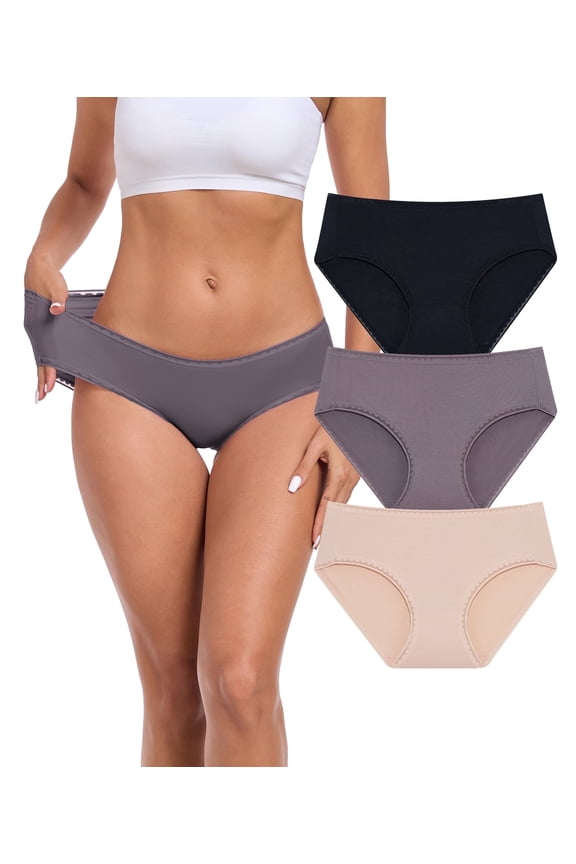 Women Underwear Pack Modal Hipster Panties for Women Pack Full Coverage Briefs Soft Breathable Ladies Panties 3/6 Pack (3D,XL)